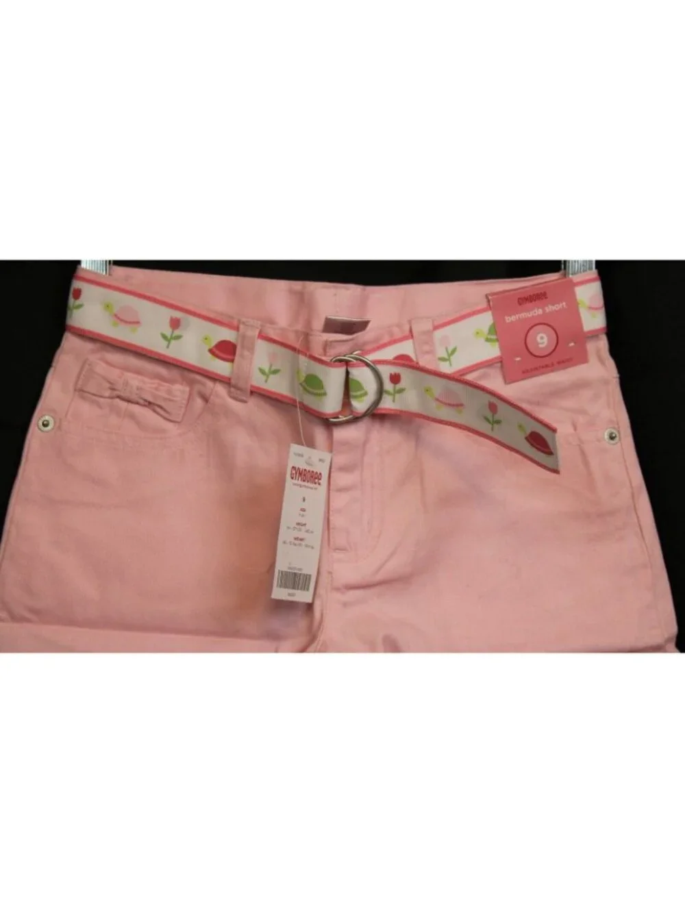 NWT 2010 Gymboree Tulip Garden Bermuda Shorts sz 9 Pink Ribbon Belt Bow Pocket